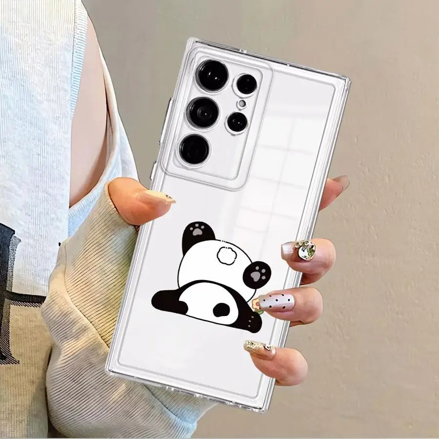 Capa de telefone macia para samsung galaxy s21 s20 plus s23 ultra s24 nota 20 ultra 10 s25 borda s22 fe bonito dos desenhos animados panda