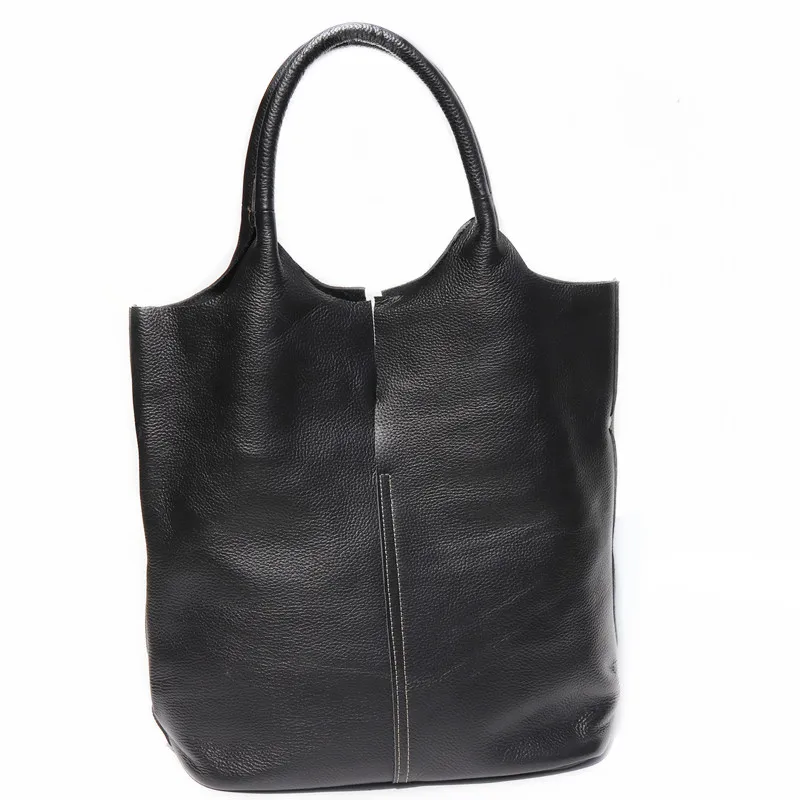 2023 New Women Bag Female Genuine Leather Shoulder Bags Ladies 100% Soft Cowhide Bucket Handbags Simple Design Shopping Purses