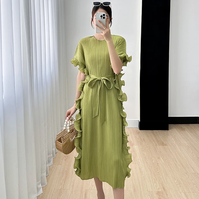 Robe plissée mi longue hotsell
