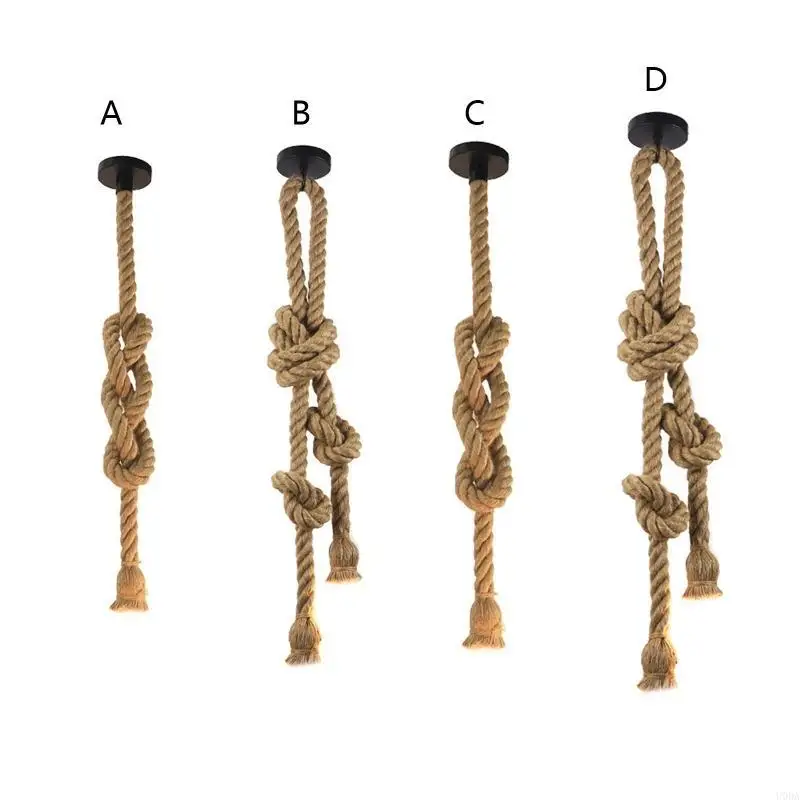 Single/Double for Head E27 Hemp Rope Pendant Lamp for Creative Vintage Personality Decorative Chandelier for Restaurant Coffee