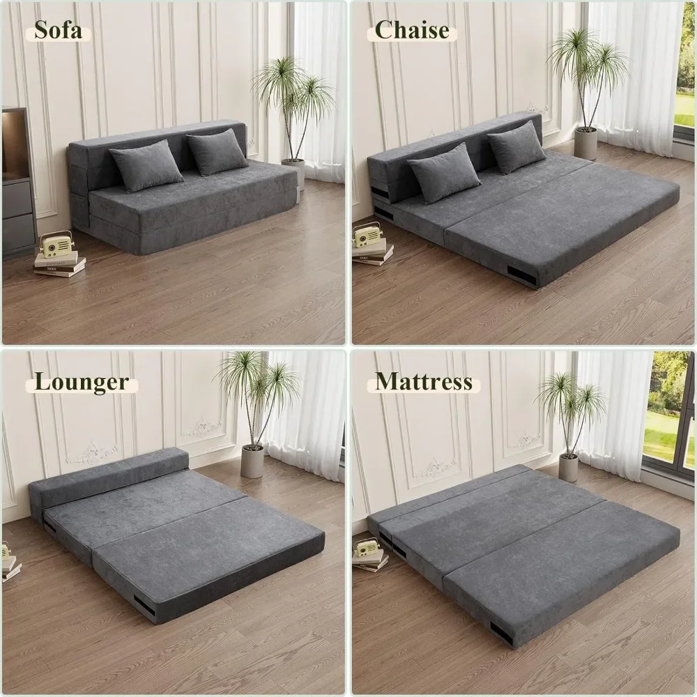 Double sofa bed, pull-out sofa bed with pillows, pull-out sofa, memory foam floor mattress, futon sofa, removable cover