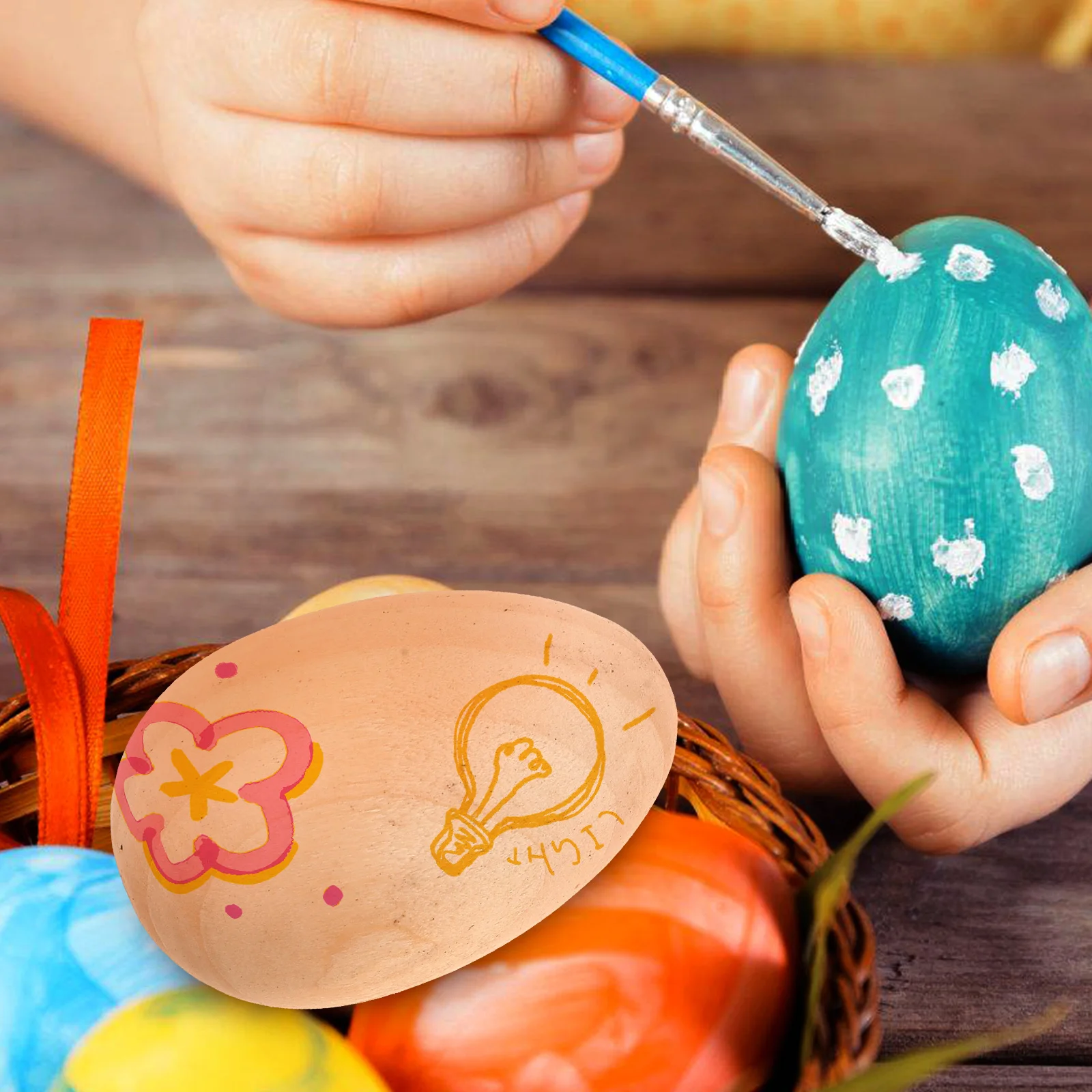 

15Pcs Wood Craft Eggs Unfinished Wooden Eggs DIY Painting Set Decorative Fake Egg Props Unfinished Wood Egg Decorative Props