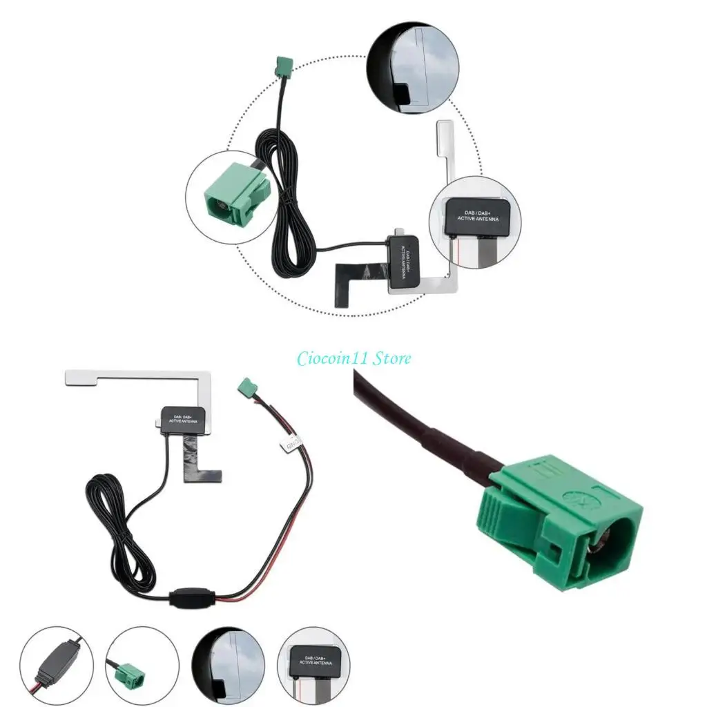 Y1ub Digital Fakra Plug Plug Antena Antena Rádio Antena Antena Montagem Vidro para Audios Receptor Broadcast Part