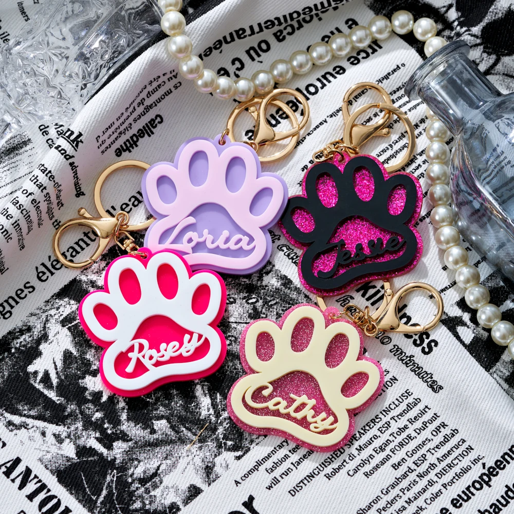 Custom acrylic name cat paw keychain - personalized keepsake, birthday gift, graduation season travel and festival necessity, du
