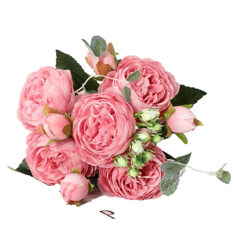 

1 Bouquet 9 heads Artificial Flowers Peony Tea Rose Autumn Silk Fake Flowers for DIY Living Room Home Garden Wedding Decoration