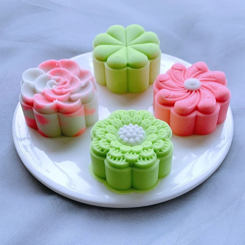 

Plastic Mooncake Mold 65g Flower Stamp Biscuit Cookie Cutter Mould DIY Fondant Drop shipping