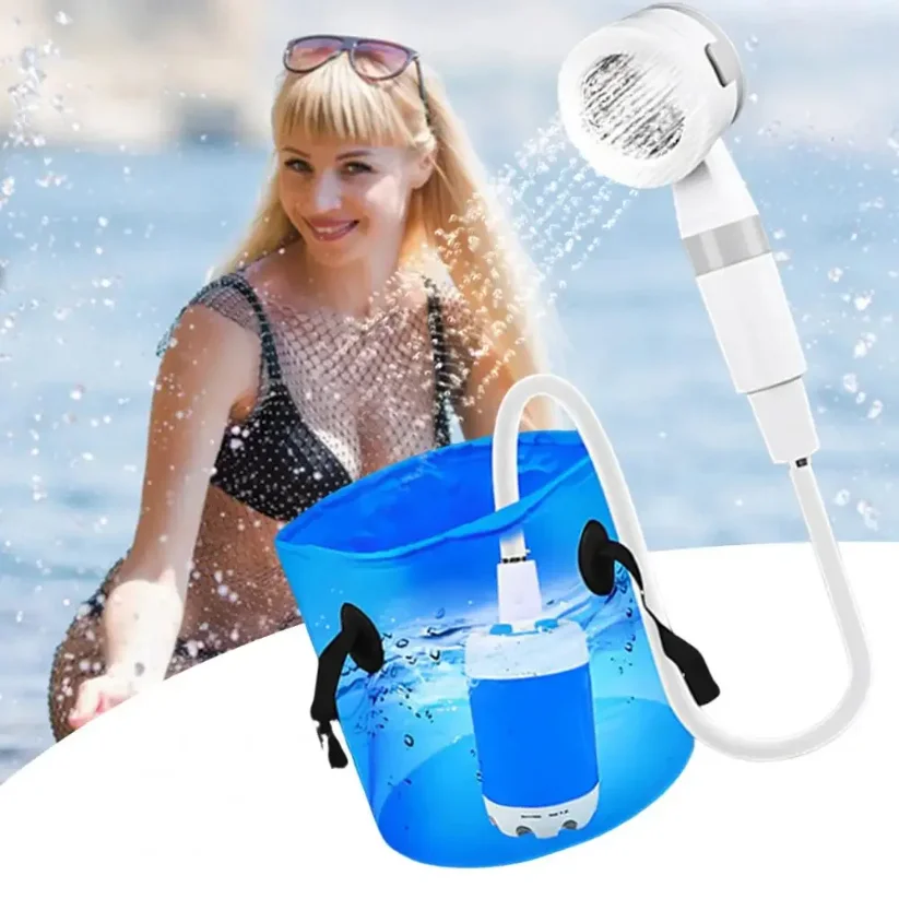 Wireless charging camping shower pump, portable outdoor cleaning equipment, suitable for hiking and dormitory use