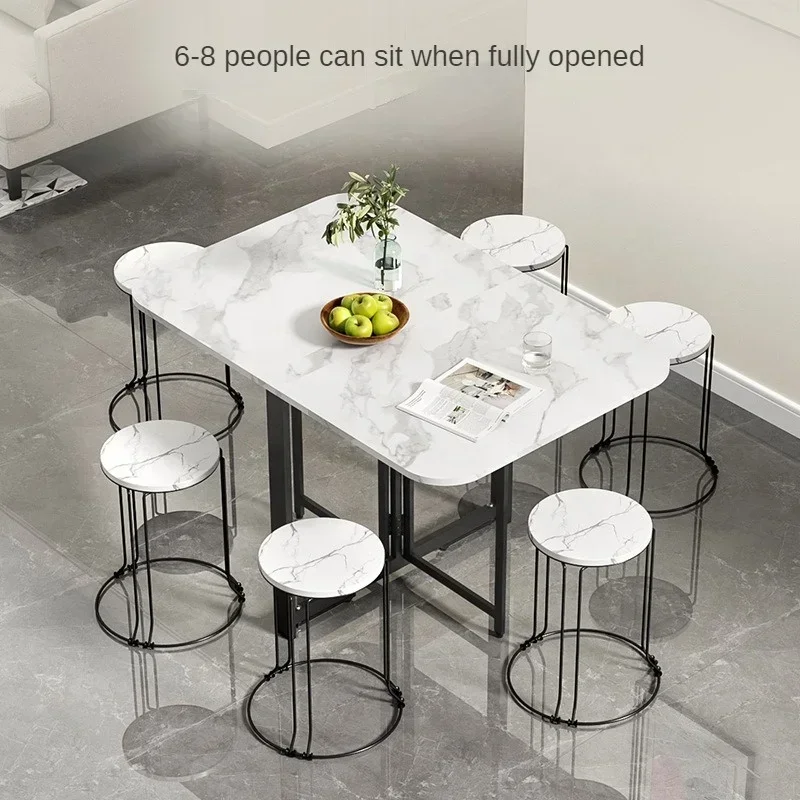 Household Home Storage Save Space Dining Table With Metal Leg Folding Table Hot sales