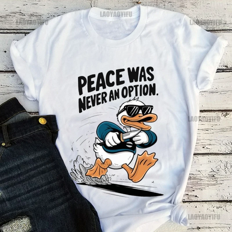 peace was never an option Printing Shirt Summer Casual Men's T-Shirt Street Fashion Short Sleeve Clothing Streetwear Cotton