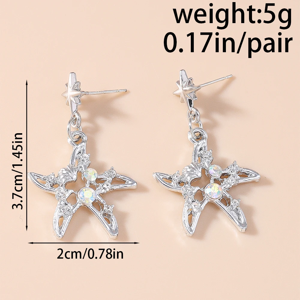 Aihua Fashion Cubic Zirconia Polaris Sterne Ohrringe Weißgoldfarben Hochzeit Party Schmuck für Frauen Kristall Stern Ohrringe – Detail 12