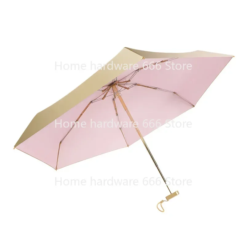 Mini Super Sunshade Sunscreen and UV Protection Small Golden Umbrella, Flat 40% Off Mobile Phone Umbrella, Gold Plastic Gift Box