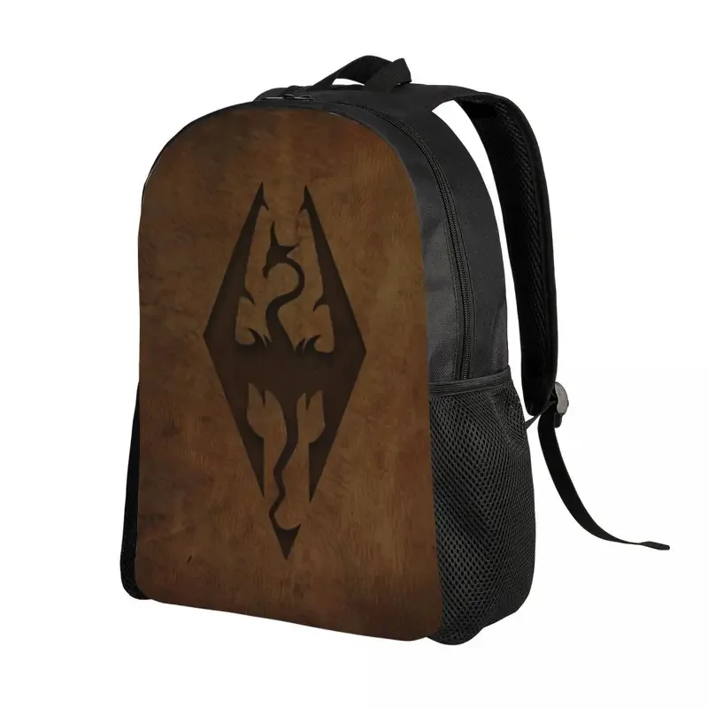 3D Print Skyrim Worn Leather Emboss Backpack for Boys Girls School College Travel Bags Women Men Bookbag Fits 15 Inch Laptop