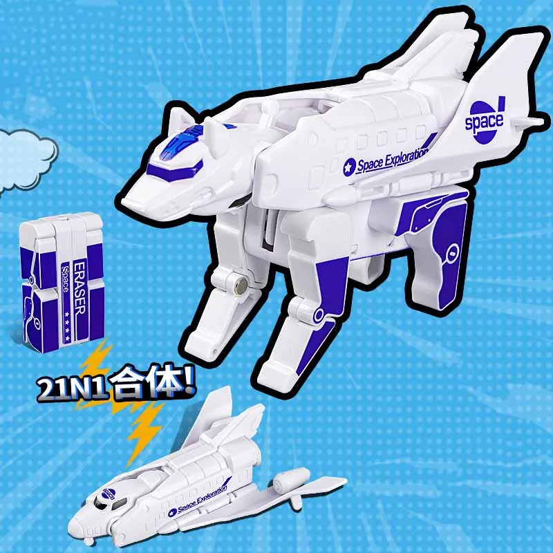 Mini 2-in-1 Rubber Airplane Ensemble Deformation Robot Dog Toy Model Creative Fun Magnetic Collision Deformation Robot Dog Toys