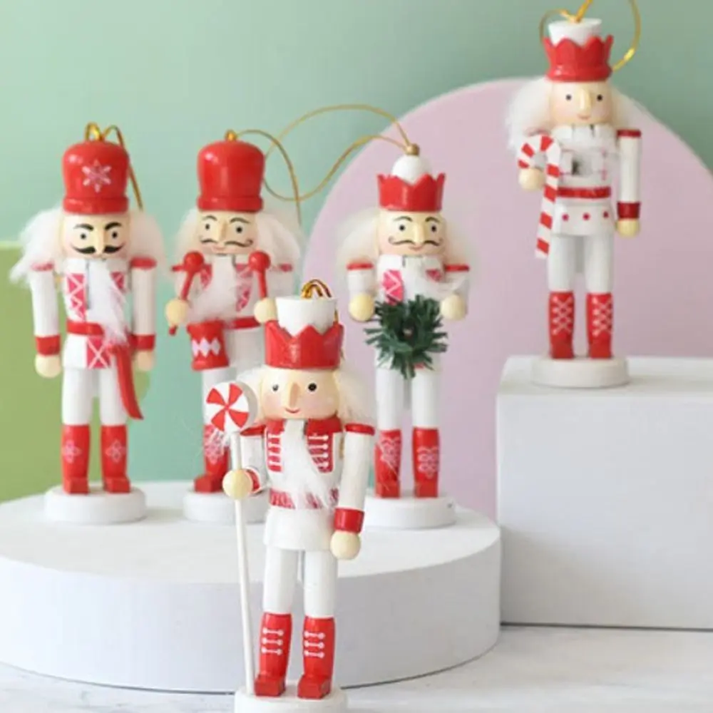 5 pçs festival presente artesanato natal quebra-nozes vintage pintado soldado boneca soldados 13cm artesanato estatueta ano novo