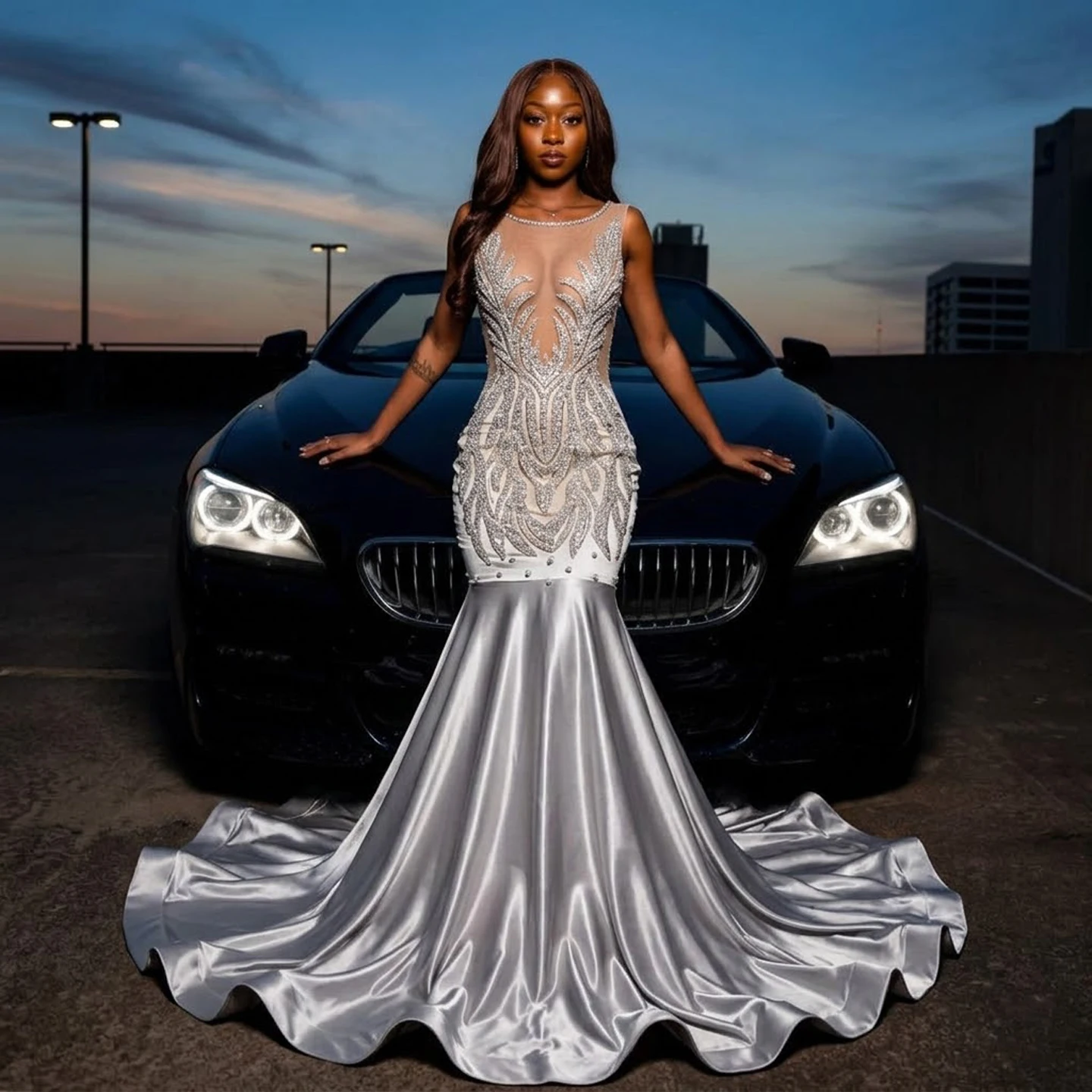 

Radia May Customized Sparkling Mermaid Prom Dresses Appliques Beaded Sequined Black Girls Party Gowns BP024