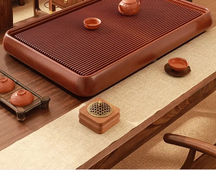 Luxury Thickened Bakelite Tea Tray Red Sandalwood Blood Dragon Pattern Kung Fu Tea Cup Set