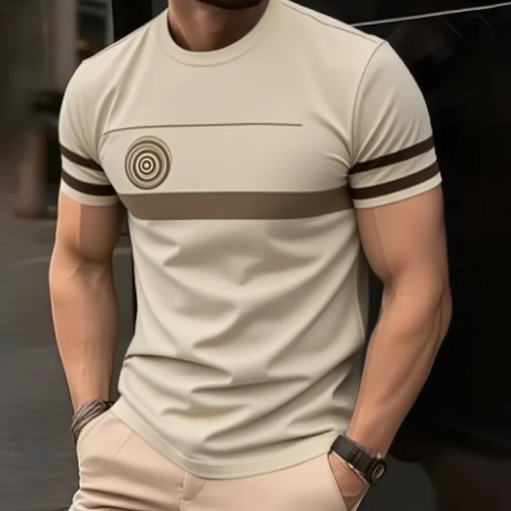 Simple Fashion Men's T-Shirt Letter Striped Graphic T-Shirts for Men Trend Summer Fashion 3D Print T-Shirt Loose Y2k Clothes Man