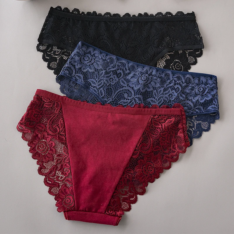 6PCS/Set Hollow Out Floral Lace Panties Women Briefs Sexy Lingerie Female Underwear Ladies Soft Breathable Cotton Underpants