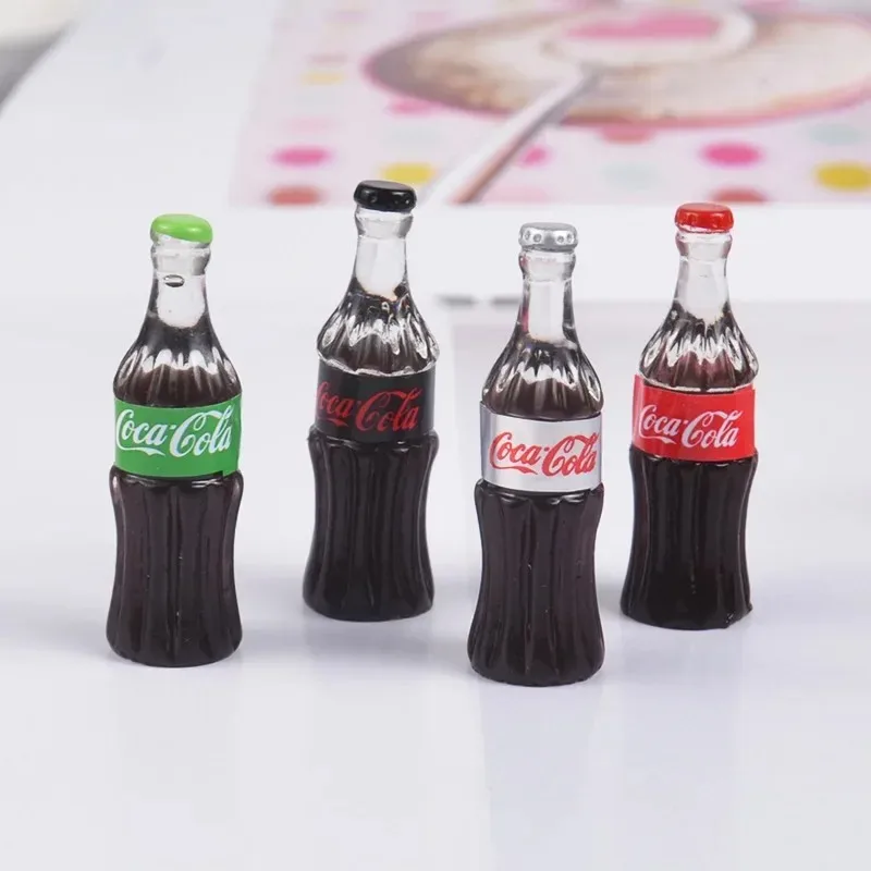 4pcs 32mm Mini Realistic Cola Drink Model for Kitchen/DIY House/Mininatures Decor 1/16 1/12 Doll House Accessories Toy