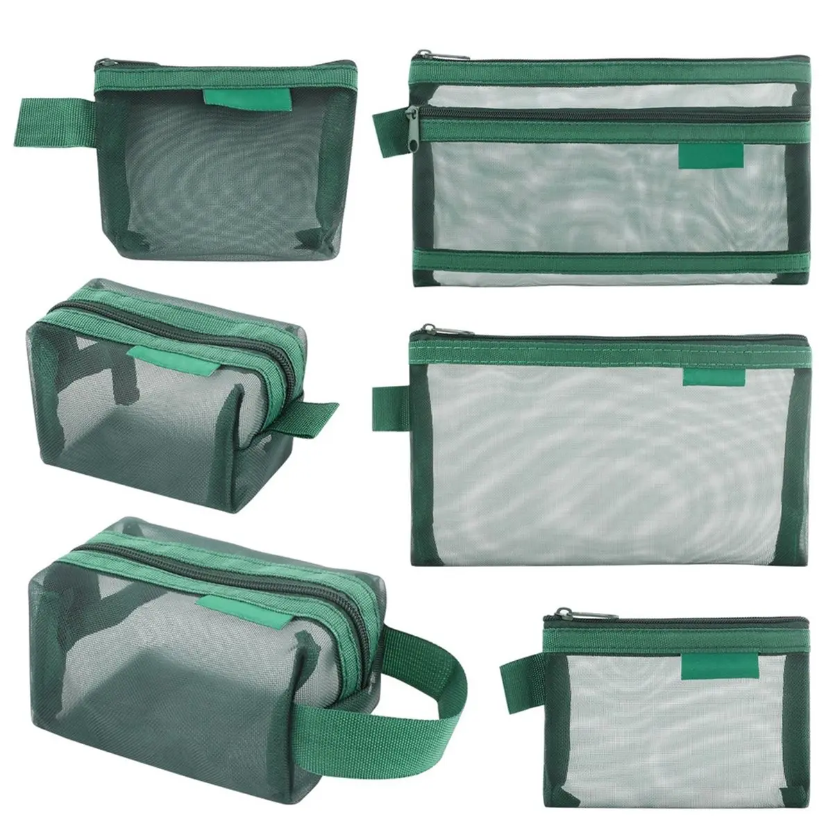 【TODAY-BUY】~@ 6pcs Transparent Mesh Coin and Miscellaneous Storage Bags, Portable 3D Card Organizer Pouches Travel Storage Bag