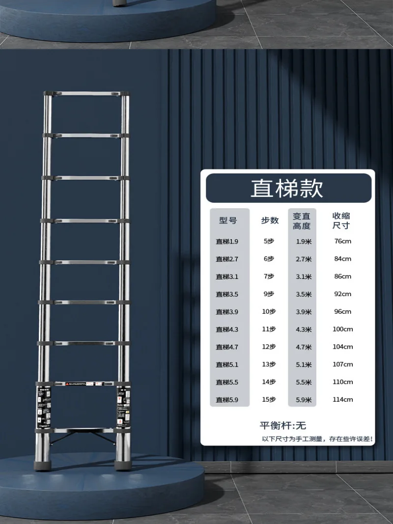 Folding Ladder Thickened Stainless Steel Telescopic Ladder Concealed Telescopic Folding Ladder StepOperation Folding Ladder