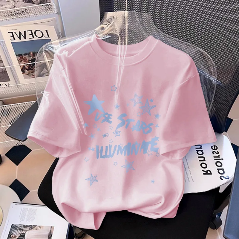2026 Summer New Retro Girls Street Fashion Stars Letters Print Teenager Cotton Loose Thin Clothes Toddler 4 8 to 10 12 Year
