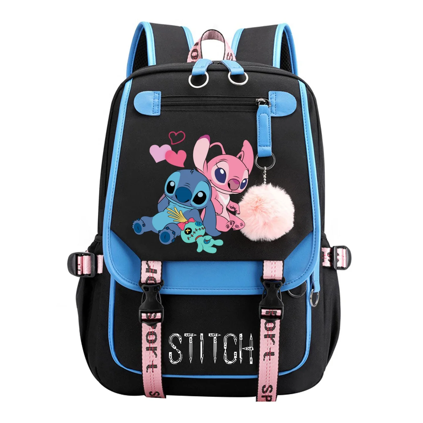 Disney Stitch Student Schoolbag Teen Large Capacity Lilo Cartoon Campus Two Color Backpack Laptop Rucksacks School Gift