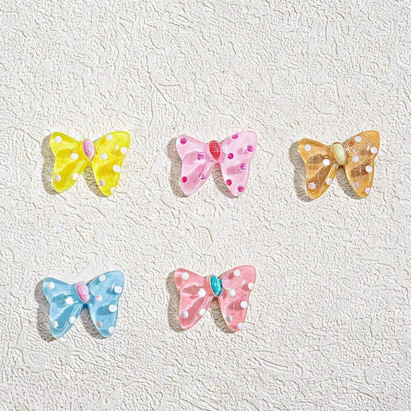 30/50/100Pcs, 10*12mm, Bow Tie, Polka Dot Bow, Macarons, DIY, Nail Accessories, Cute, Stereo, Nail Accessories,