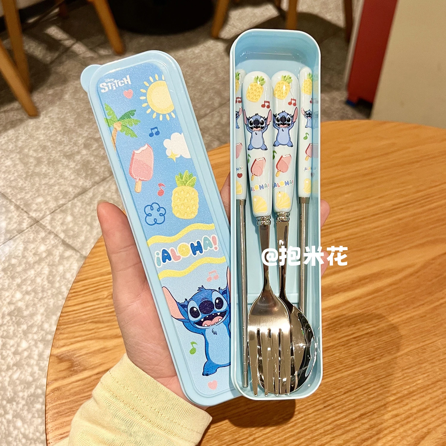 Stitch Suit Tableware Spoon Fork Cartoon Cute Chopsticks Tableware Stainless Steel