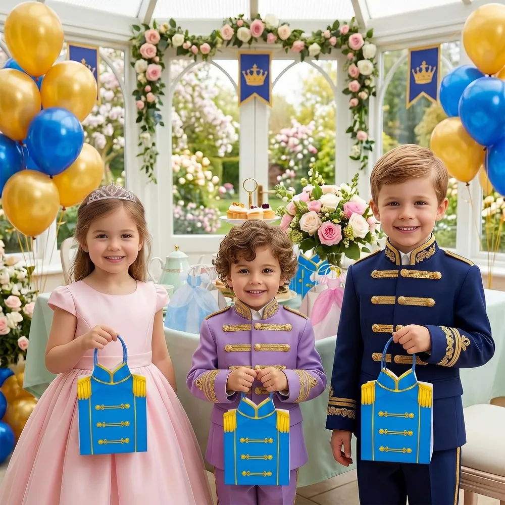 8pcs Royal Prince Party Favor Bags Blue Suit Candy Treat Goodie Gift Bag Boy Birthday Baby Shower Fairytale King Party Supplies - view 4