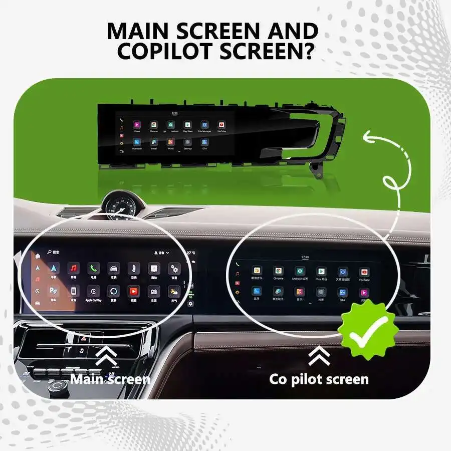 11 "rádio do carro reprodutor de vídeo multimídia para porsche panamera 2024 atualizado copiloto tela inteligente android 13carplay navegação gps