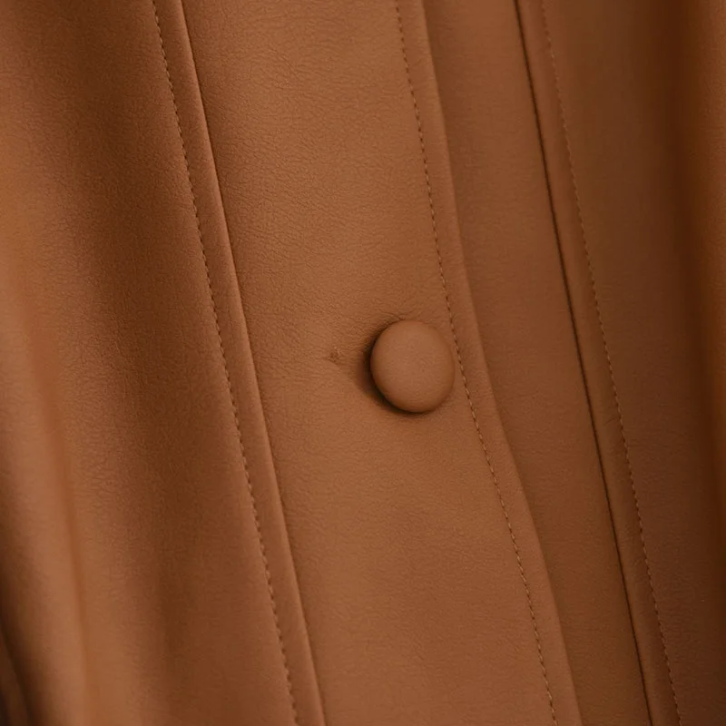 カジュアルスレスイートクールスレシンプルマッチカジュアルスリミングPUレザージャケットコート女性用秋新作