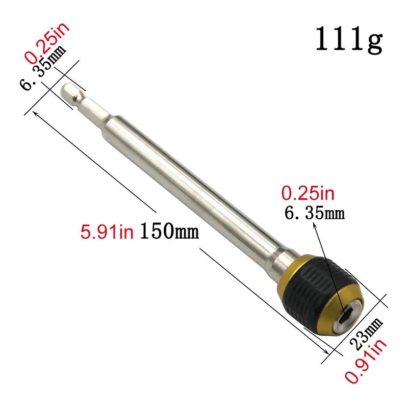 Broca Elétrica Extensão Rod, Cabeça Grande, Pop-up, Quick Release, Auto-Locking, Hexagonal Handle, Conversão Driver, Chave de fenda Ferramenta