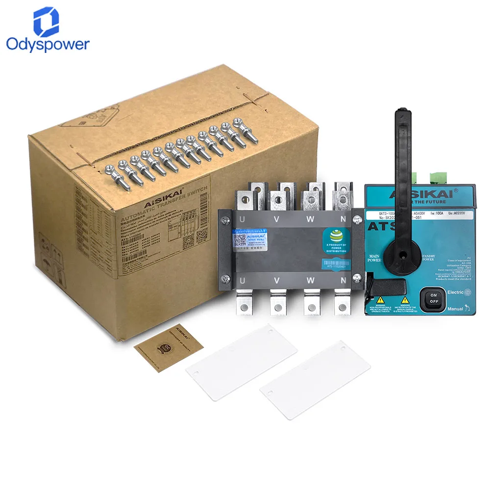 100A 160A 250A 4P AISIKAI ATS Diesel Generator Dual Power Automatic Transfer Switch Single Three Phase Generator Parts AC220V