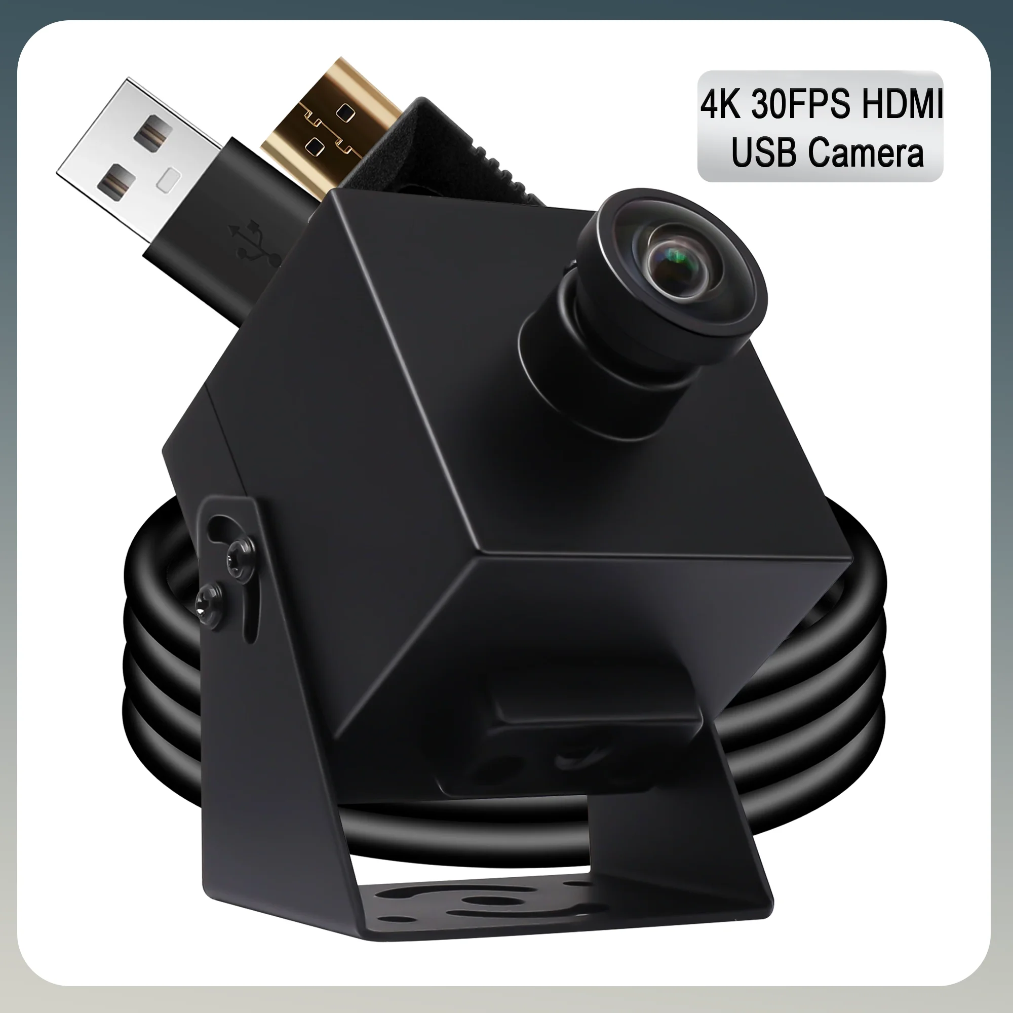 ELP 4K 30fps HDMI USB Camera Wide Angle No Distorion Mini PC Camera UVC USB2.0 Camera 2X Digital Zoom Webcam H.265 8mp Camera