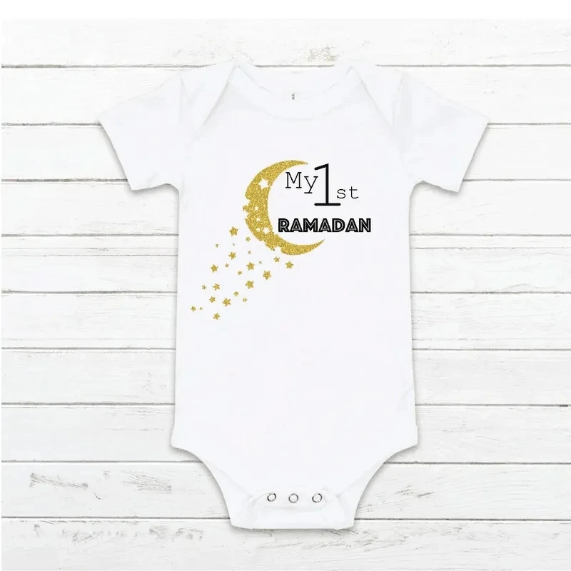 Moon star My first Ramadan baby Girl boy bodysuit 2023 Eid Mubarak Muslim Islamic Kareem Holiday decoration Baby Shower gift