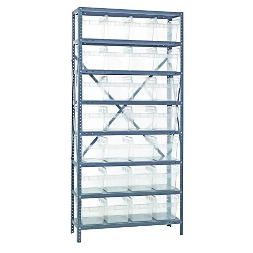 

Modular Shelving Unit with 8 Shelves Heavy Duty Storage Bins Galvanized Carbon Steel Construction Adjustable Configuration