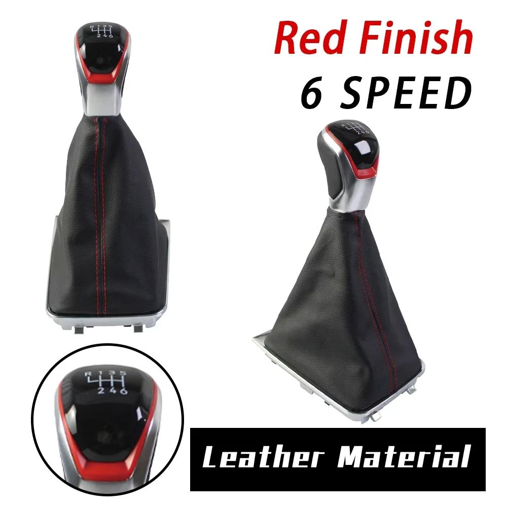 Hochwertiges Auto-Zubehör Manueller 5/6-Gang Leder-Schaltknauf für VW Golf 7 MK7 GTI GTD 2013-2018 – Detail 5