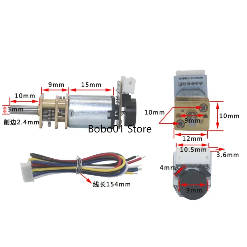 N20 Micro Gear Encoder Motor With 34mm Diameter Wheel&Bracket&Screws