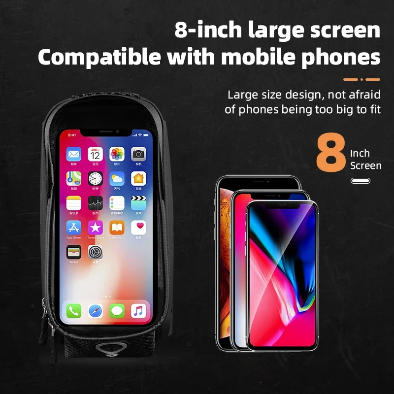 حقيبة دراجة مقاومة للمطر، هيكل صلب، شاشة لمس مقاومة للماء، سعة عالية، دراجة الطريق، دراجة هوائية جبلية، مضادة للاهتزاز، حقيبة دراجة ركوب الدراجات