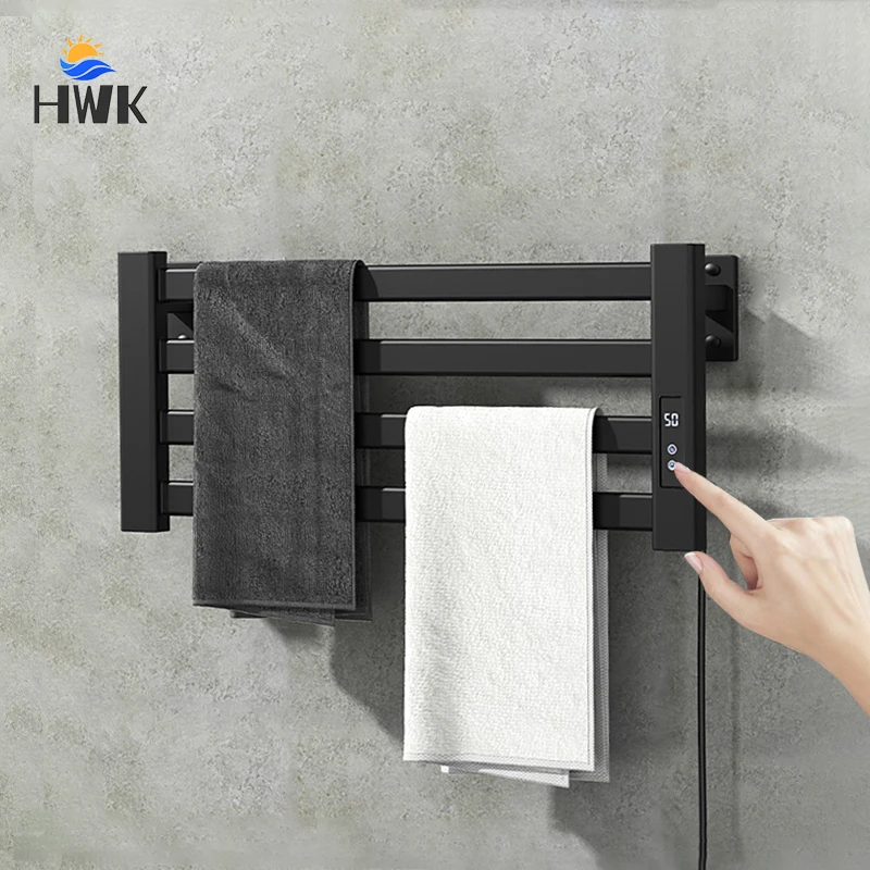 Bathroom Touch Screen Control Electric Towel Rack.Black/White Smart Thermostatic Electric Towel Rail.Wall Mounted Towel Dryer.