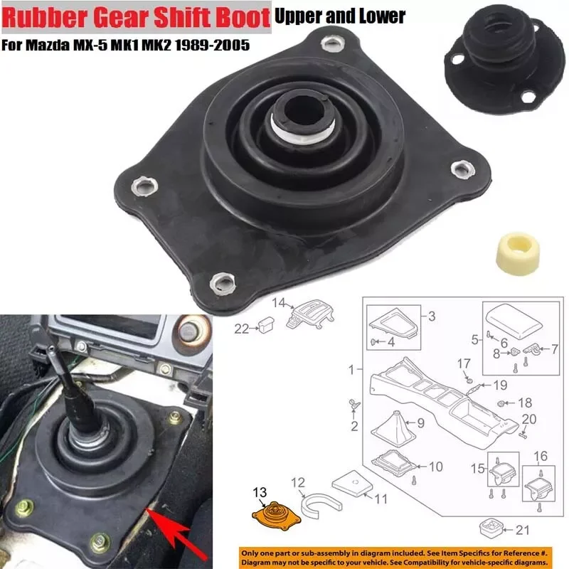 M51317480A NA0164481B For MX5 MK1 MK2 1989-2005 Shift Lever Boot Rubber Seal Direct Replacement Shifter Boot Practical Durable