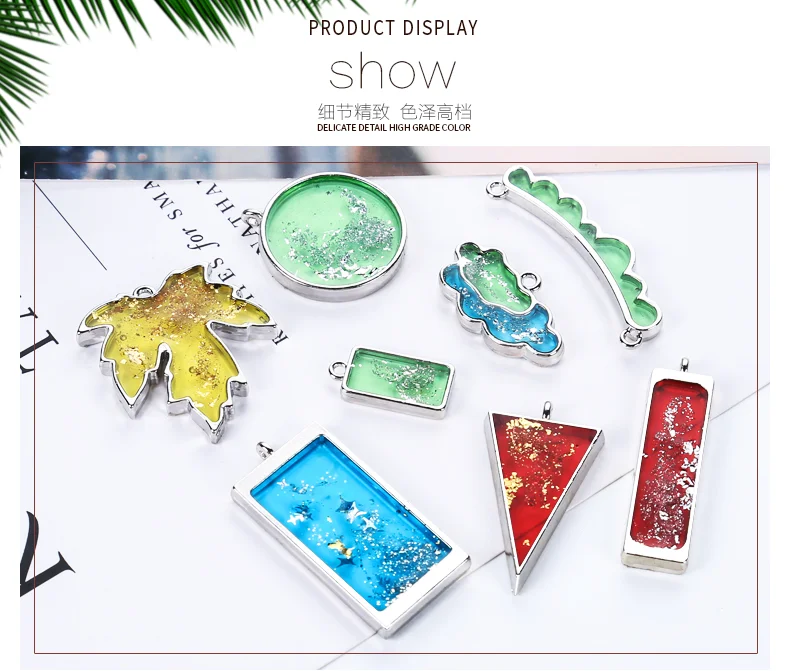 Bronze Border Mold Geometric Hollow Metal Frame Bezel Epoxy Resin Pendant Tray For DIY Jewelry Making