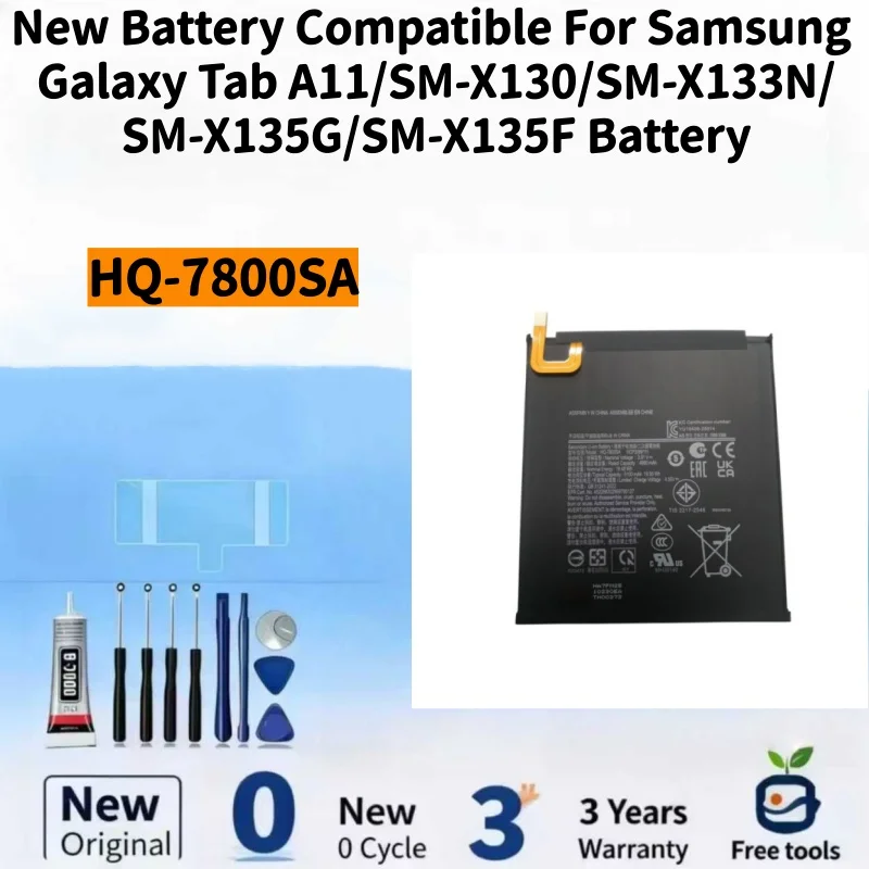New Battery Compatible For Samsung Galaxy Tab A11/SM-X130/SM-X133N/SM-X135G 5100mAh HQ-7800SA Mobile Phone Batteries+ Free Tools