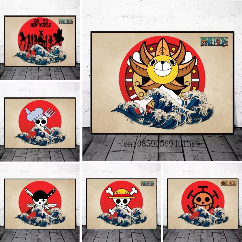 

Anime One Piece Home Decoration Canvas Painting Pictures Monkey D. Luffy Anime Figures Art Aesthetic Room Decor Children's Gifts