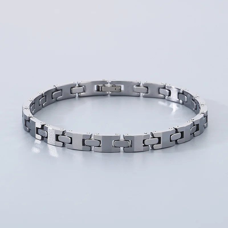 

Luxury 6MM Black Color Tungsten Bracelet for Men Women Hematite Germanium Therapeutic Magnetic Bracelet Men's Waterproof