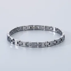 Luxury 6MM Black Color Tungsten Bracelet for Men Women Hematite Germanium Therapeutic Magnetic Bracelet Men's Waterproof