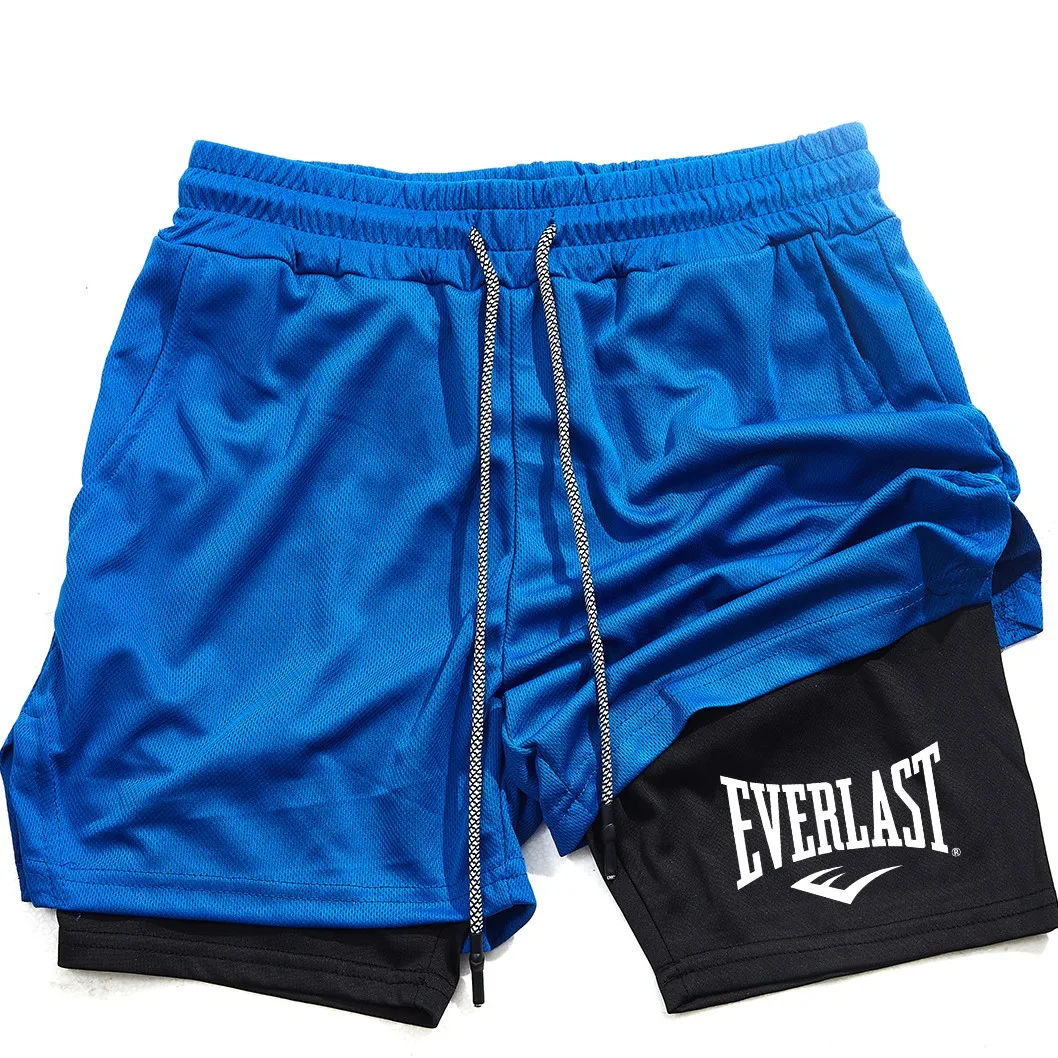 EVERLAST Men's Fashion Brand Shorts Summer Comfortable Quick Drying Sportswear Gym Jogging Training Men's Fitness 2 in 1 Shorts