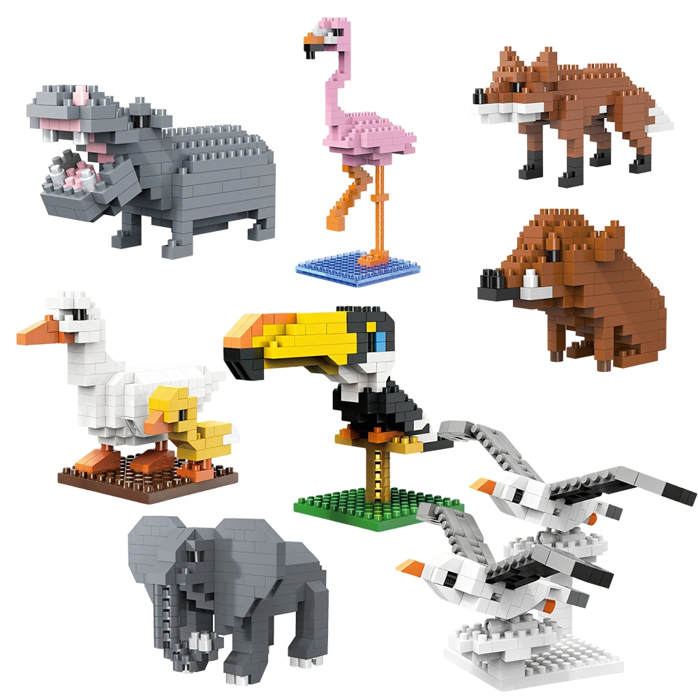 Conjunto de micro mini blocos Xplore Animal Paradise, modelos de vida selvagem, brinquedo educativo interativo, decoração de mesa, presente de aniversário para crianças