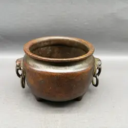Copper Incense Stove Home Retro Xuande Stove Antique Miscellaneous Collection Imitation Purple Copper Small Incense Stove